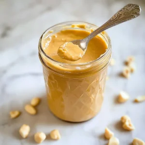 Jar of macadamia nut butter with spoon and nuts on marble surface