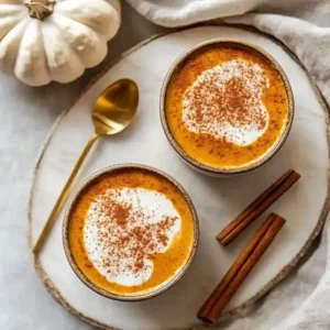 Pumpkin spice creamer cups with cinnamon sticks and a white pumpkin.