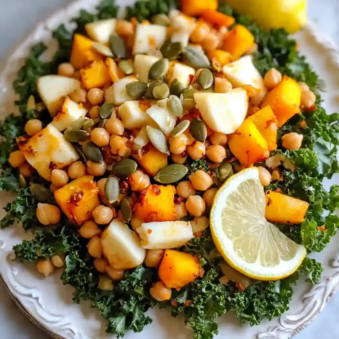 Kale Halloumi Salad with Butternut Squash