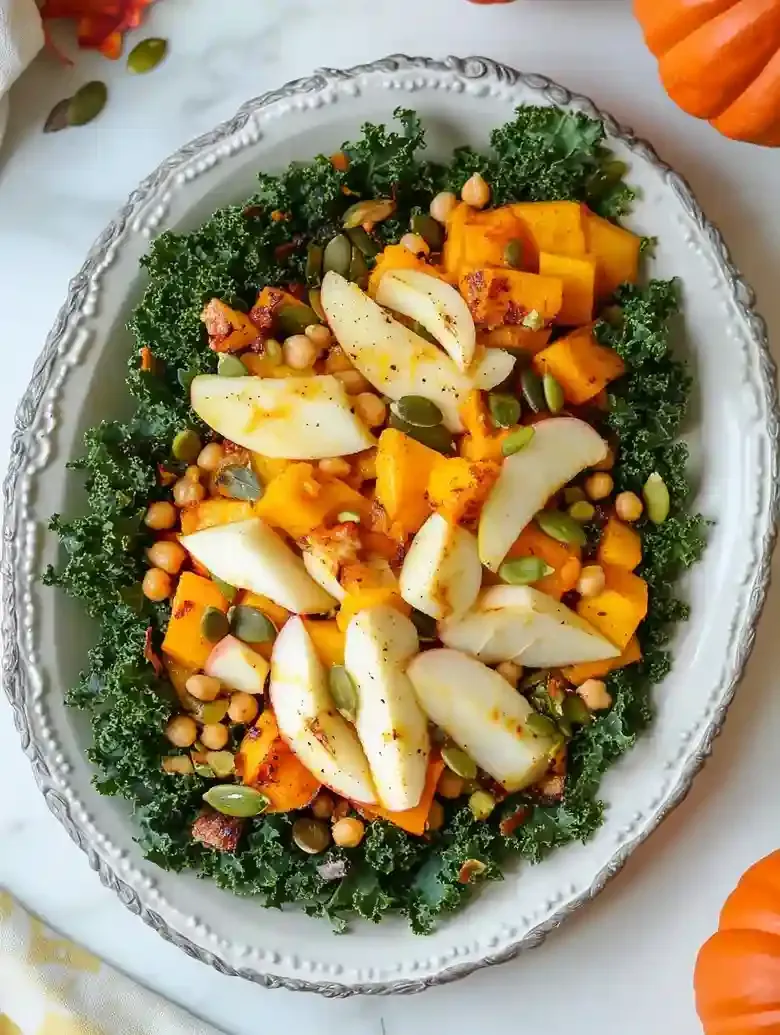 Kale Halloumi Salad with Butternut Squash