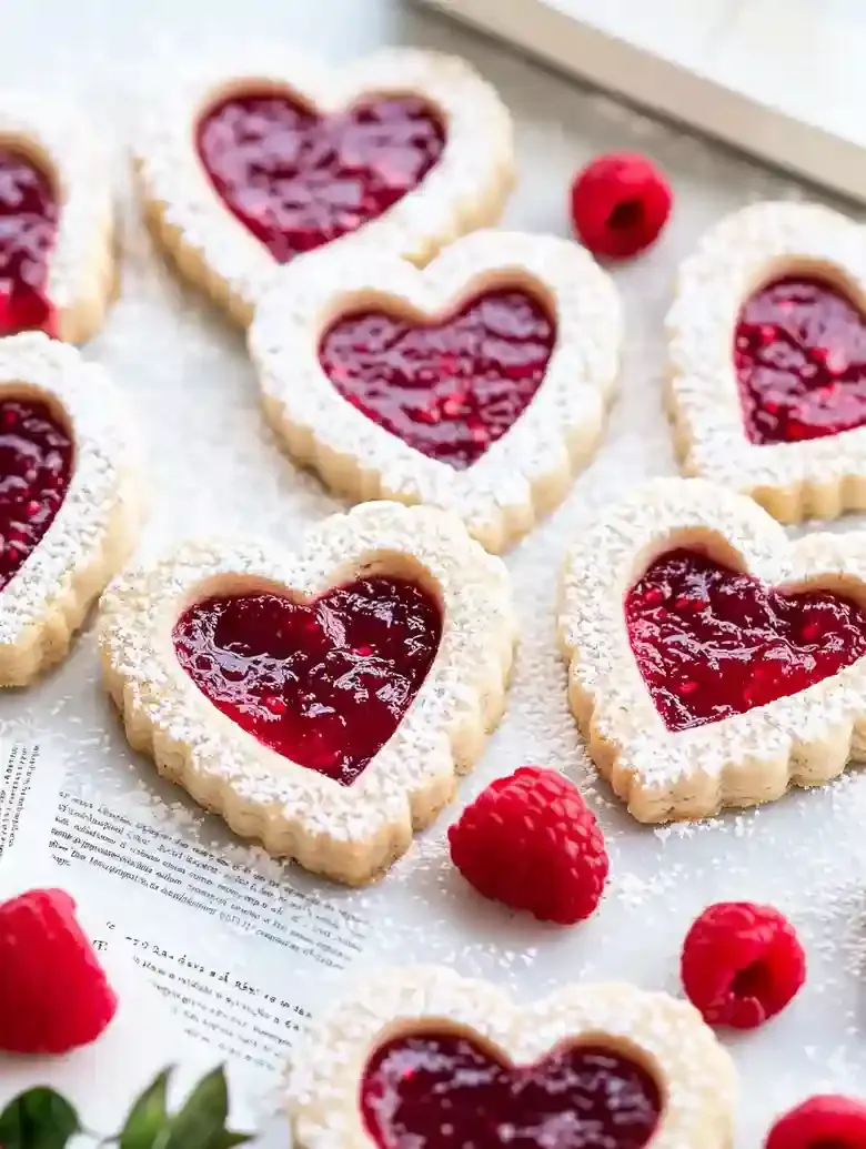 Raspberry Linzer Cookies for Valentine's Day