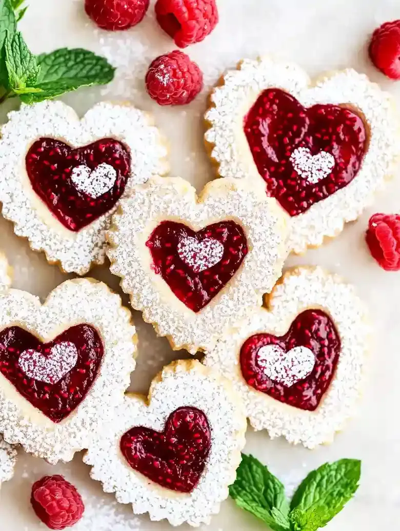 Raspberry Linzer Cookies for Valentine's Day