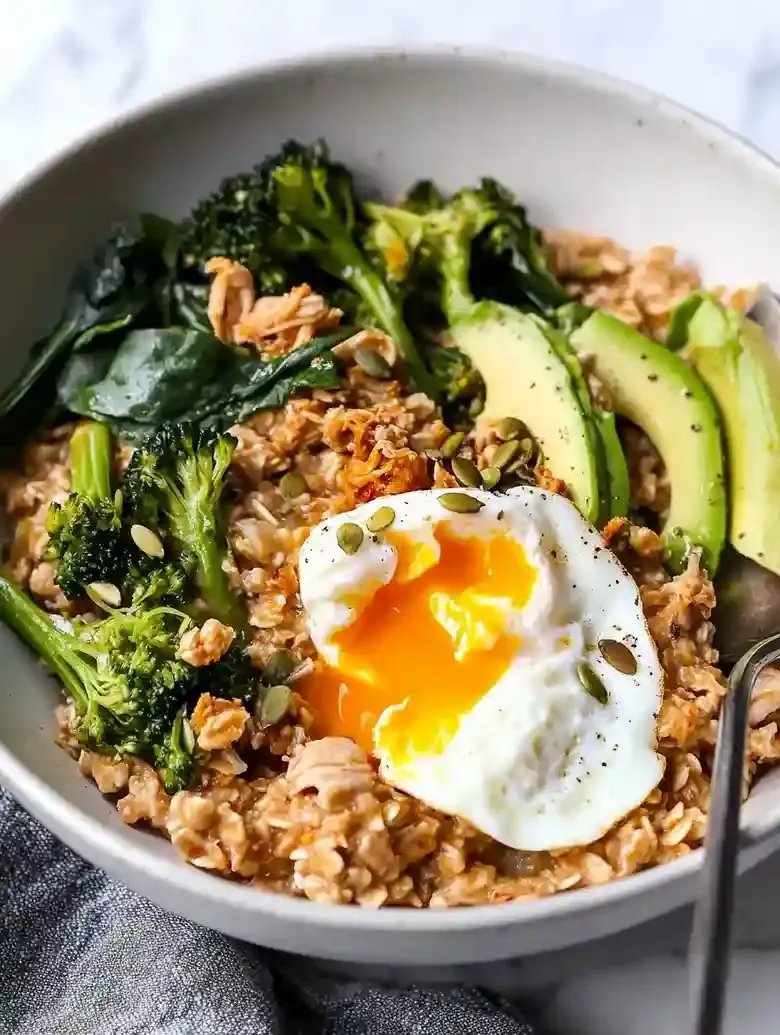 Savoury Kimchi Oatmeal With Egg