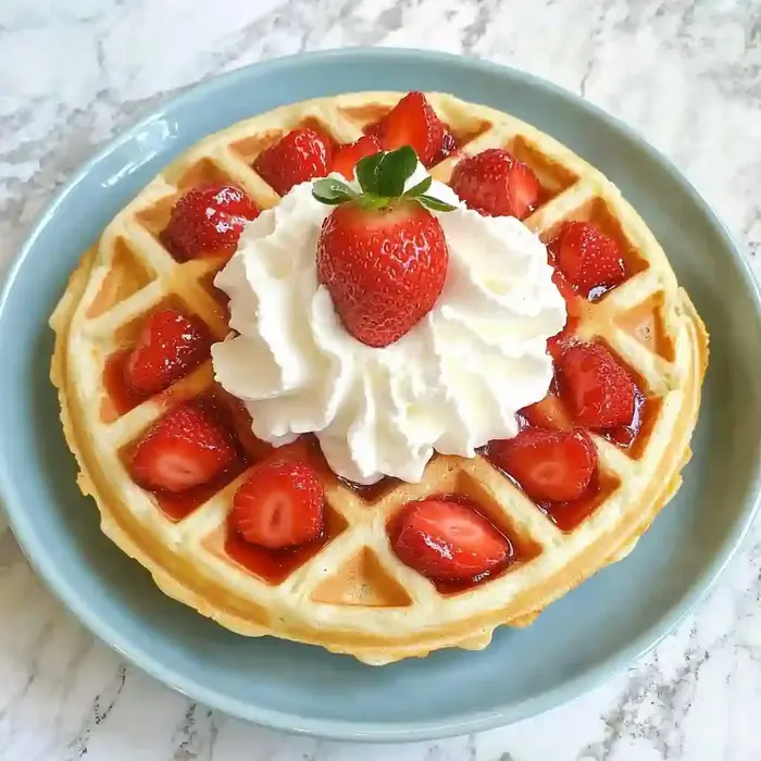 Strawberry Waffles with Homemade Sauce