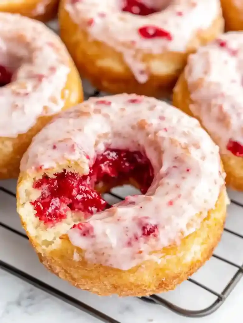 Baked Strawberry Donuts with Strawberry Glaze