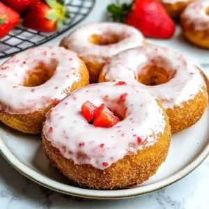 Baked Strawberry Donuts with Strawberry Glaze