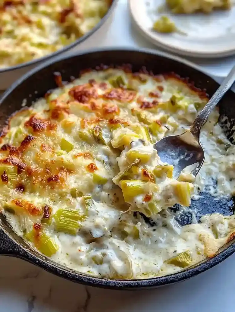Cheesy Creamed Leeks with Thyme
