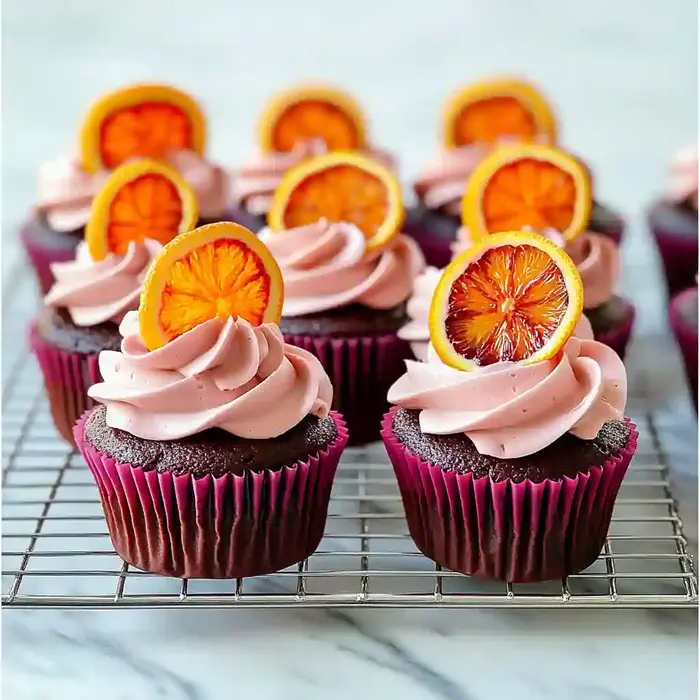 Chocolate Cupcakes with Olive Oil Blood Orange