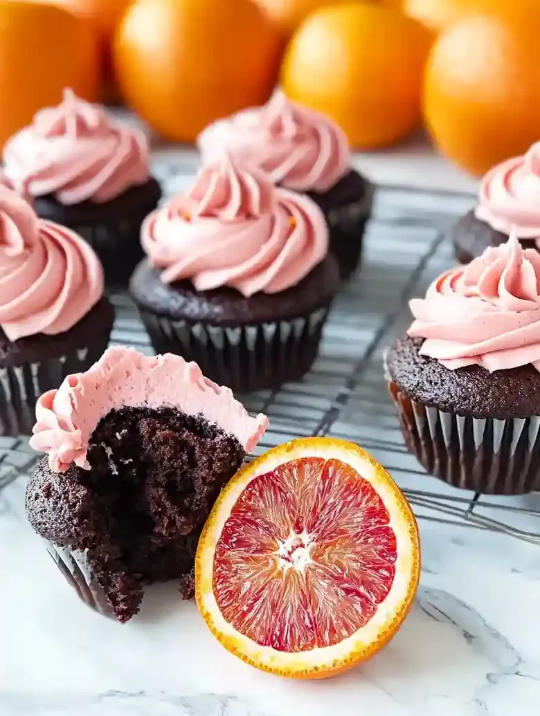 Chocolate Cupcakes with Olive Oil Blood Orange