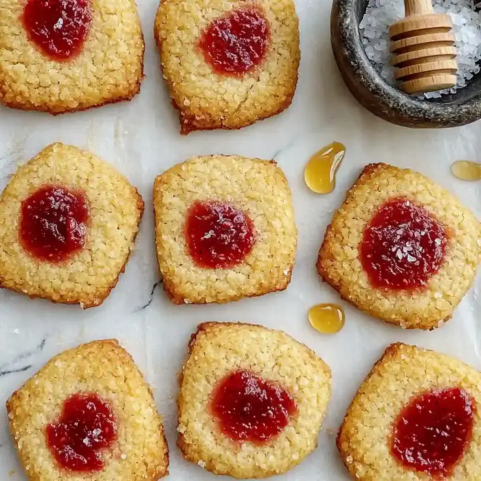 Cornbread Cookies with Strawberry Jam and Honey