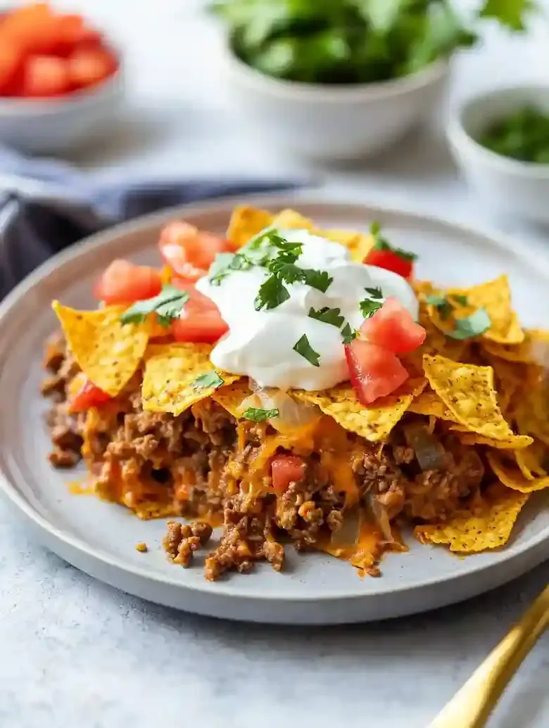 Crispy Doritos Casserole with Beef and Tomatoes