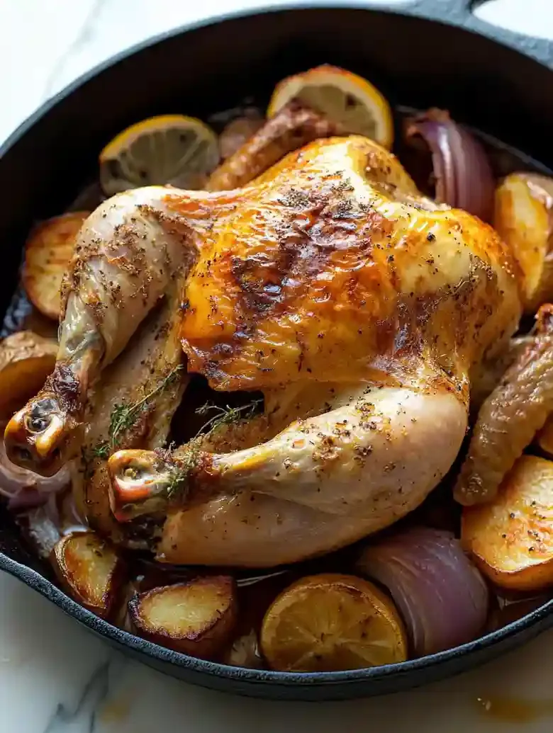 Crispy Herb Garlic Roast Chicken