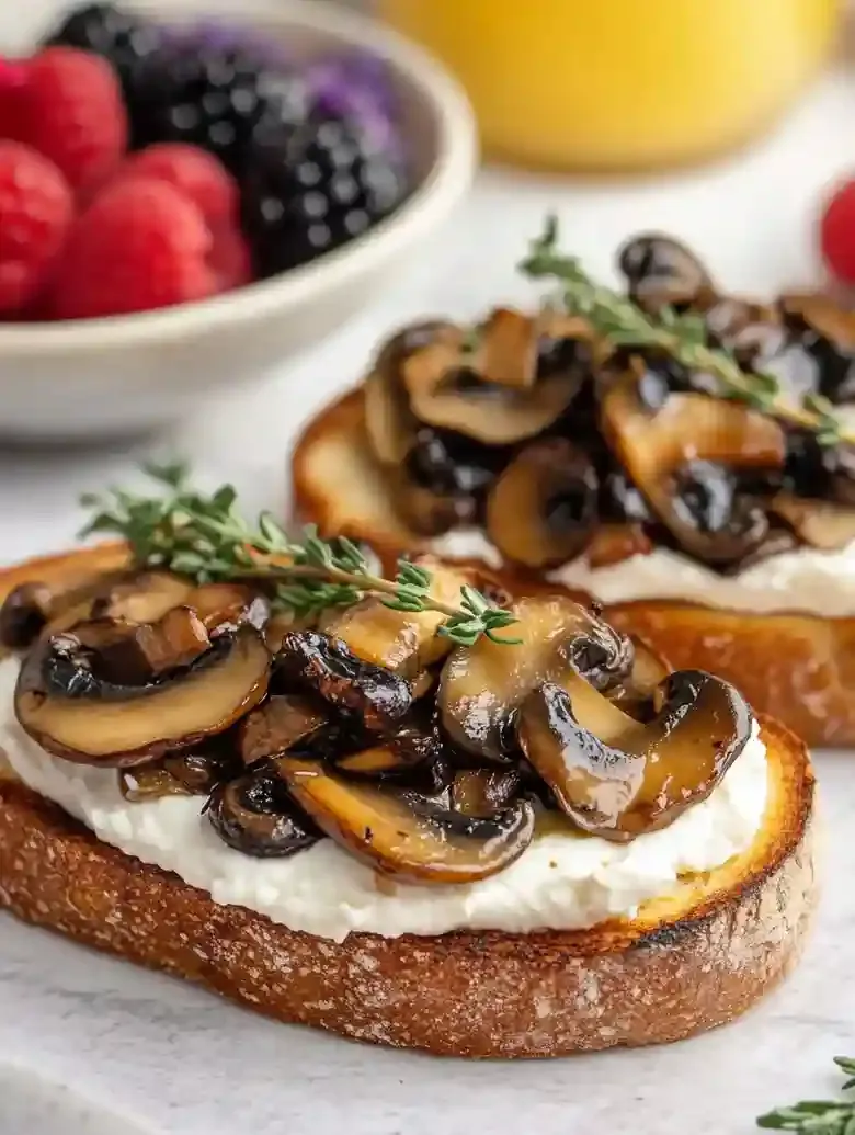 Crispy Mushroom Toast with Cream Cheese