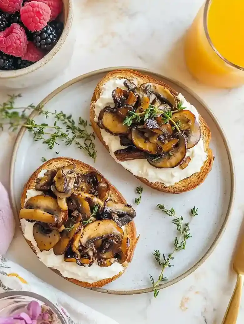 Crispy Mushroom Toast with Cream Cheese