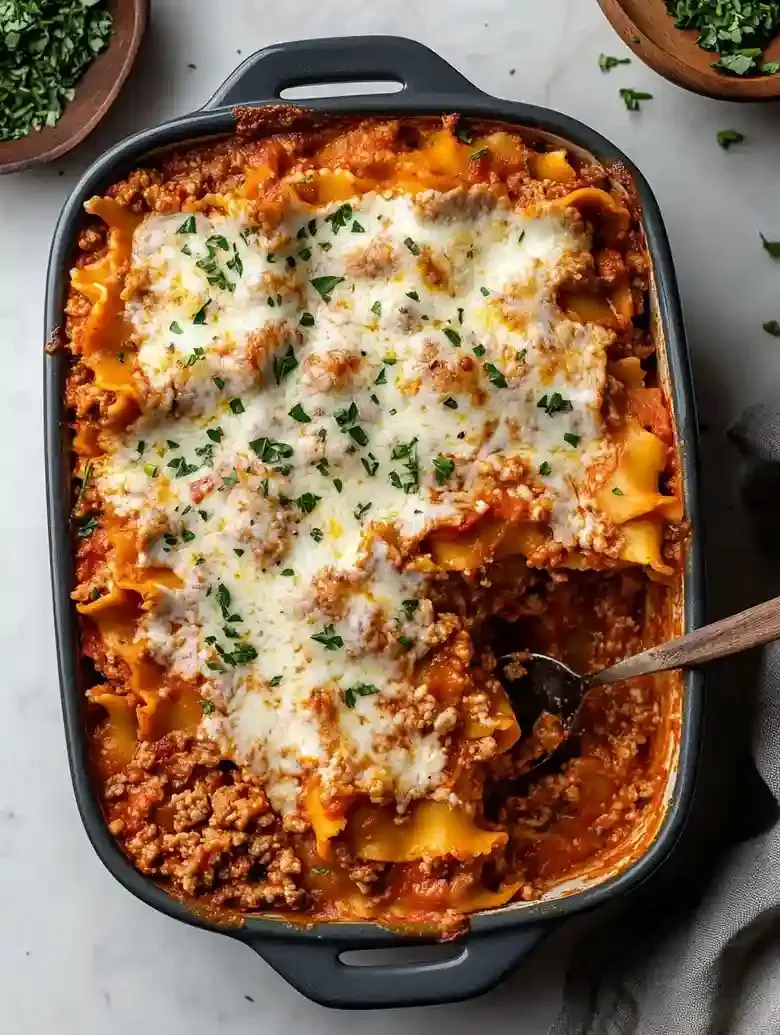 Easy Lasagna Casserole with Ground Beef