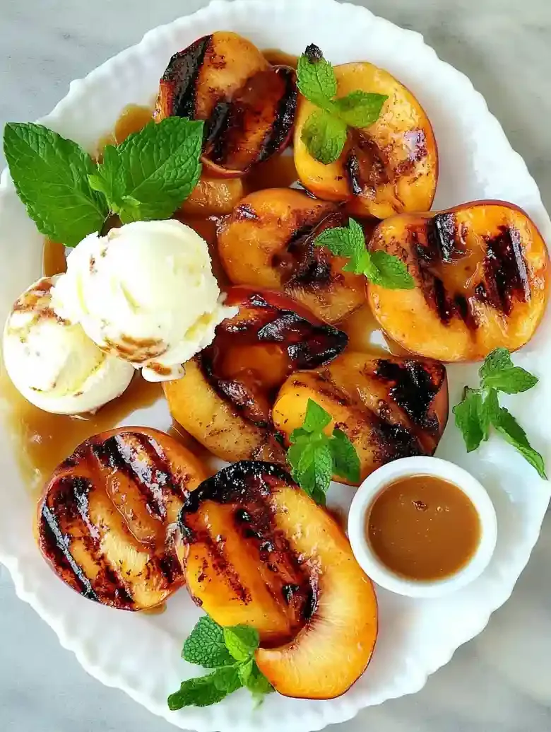 Grilled Peaches with Mascarpone or Ice Cream