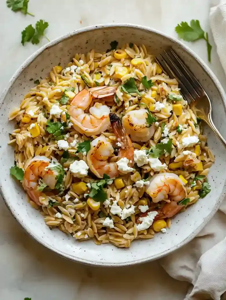 Grilled Shrimp and Corn Orzo Salad