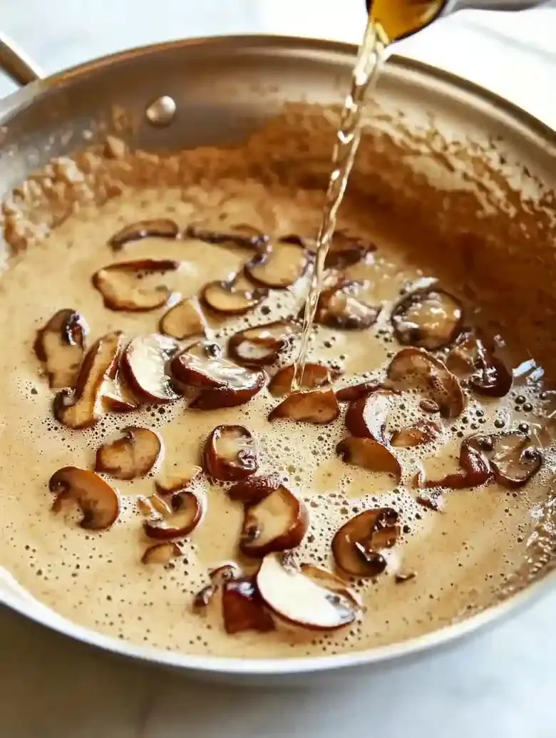 Homemade orecchiette with mushroom sauce