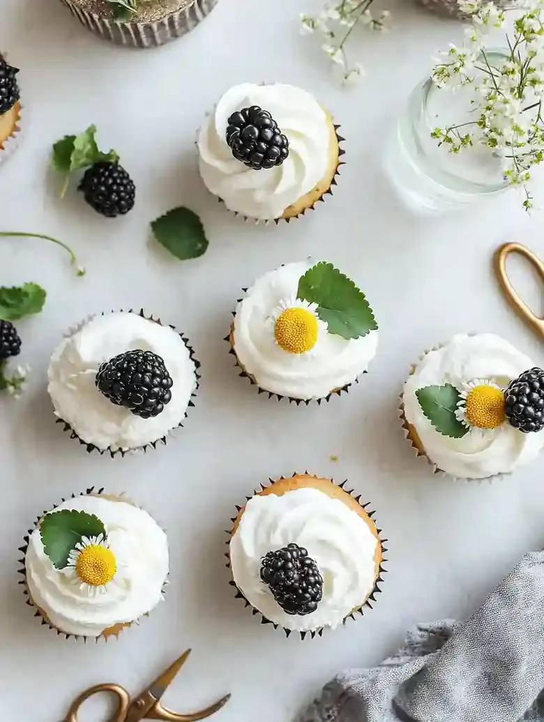 Honey Cupcakes with Chamomile Frosting