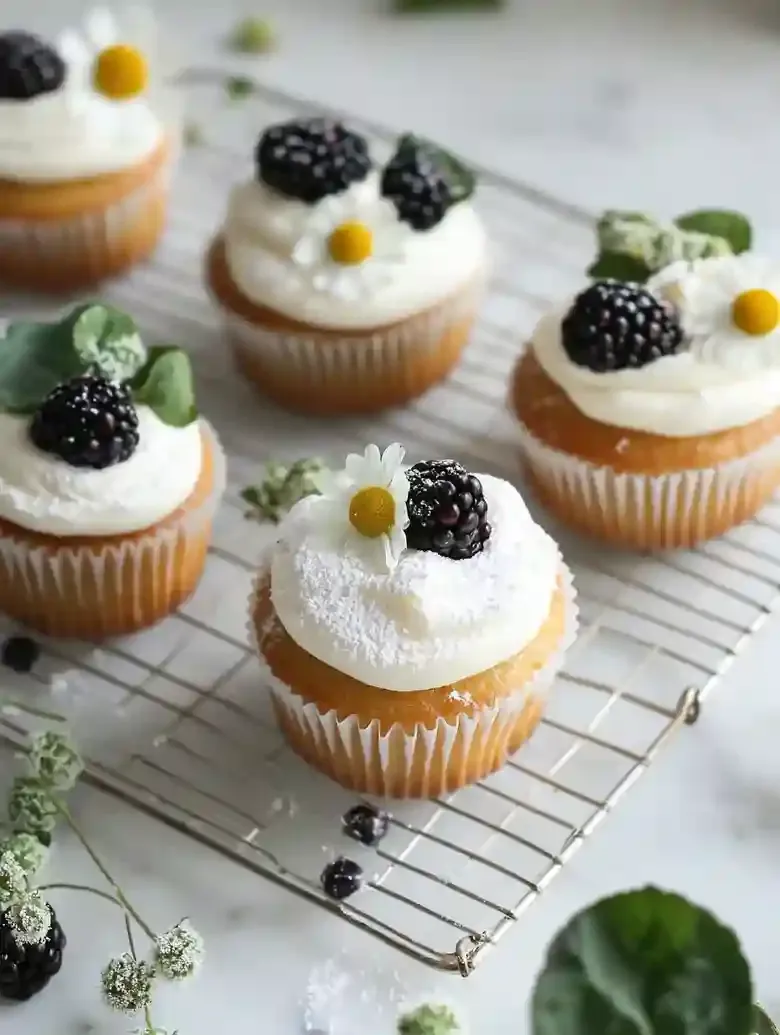 Honey Cupcakes with Chamomile Frosting
