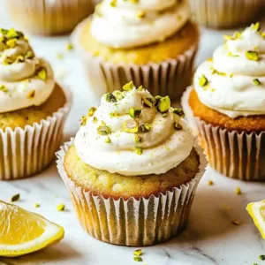 Lemon Cupcakes with Pistachio Buttercream