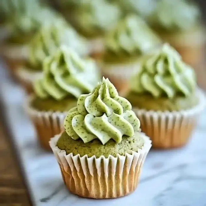 Matcha Cupcakes with Whipped Cream