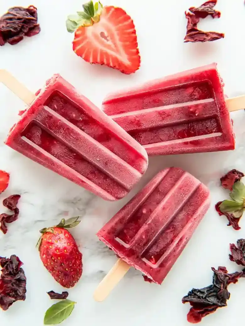 Mexican Hibiscus Strawberry Ice Pops