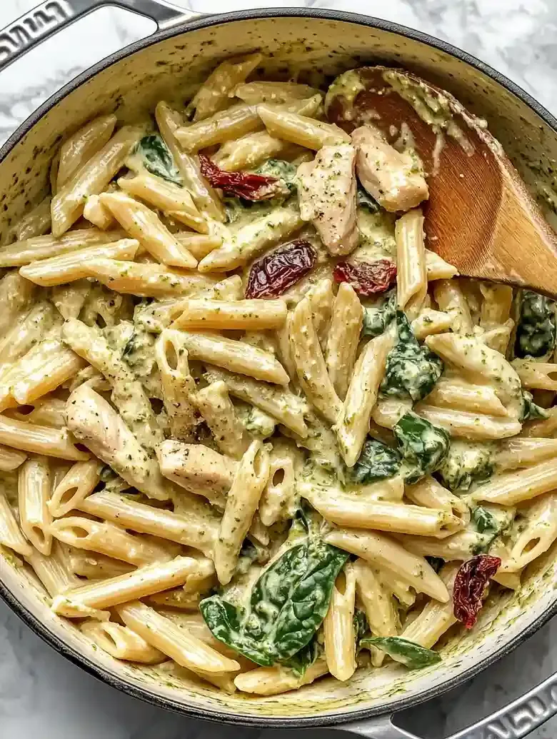 One Pot Creamy Pesto Chicken Pasta
