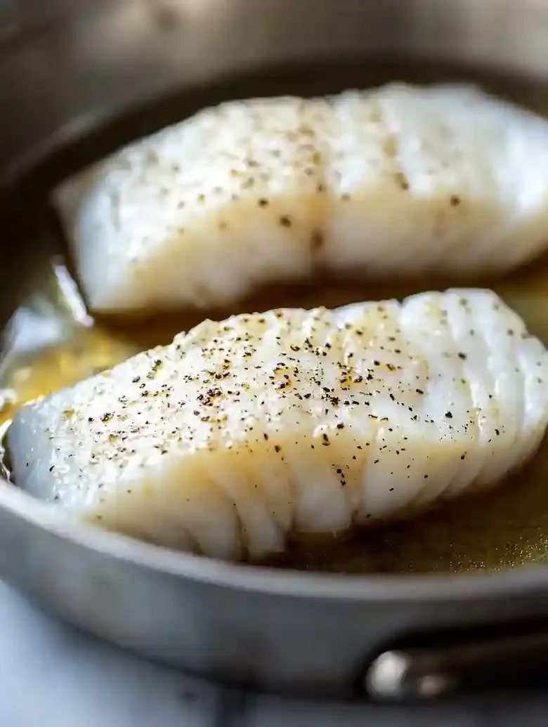 Pan Seared Cod With White Wine Sauce