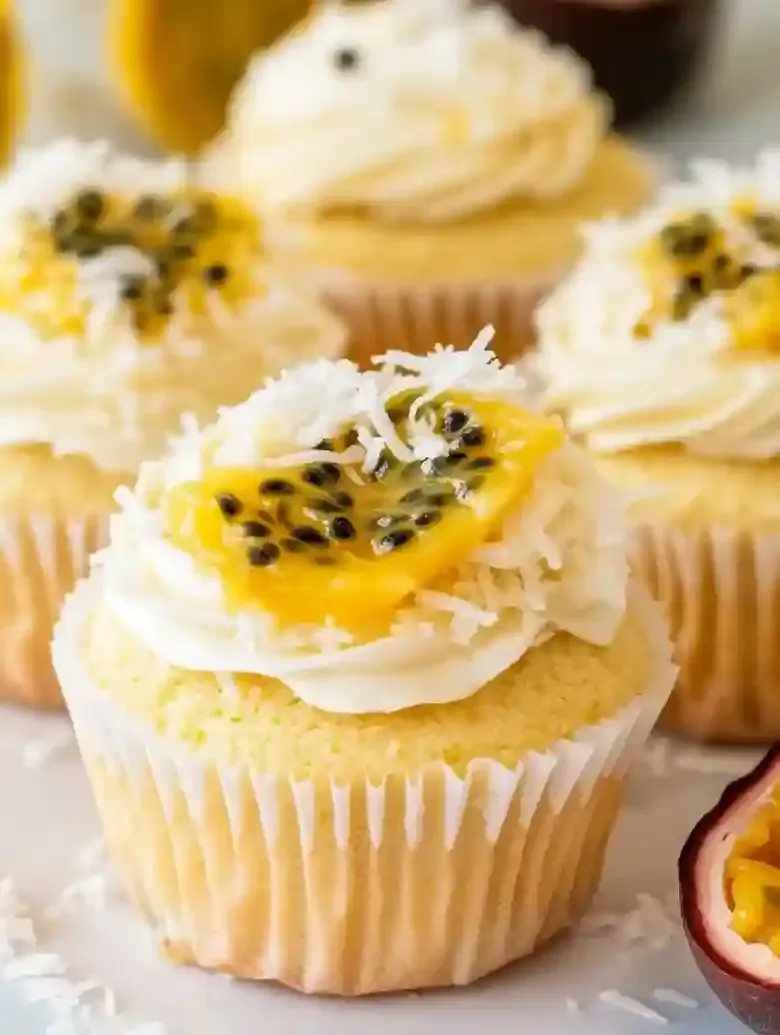 Passionfruit Cupcakes with Coconut Buttercream