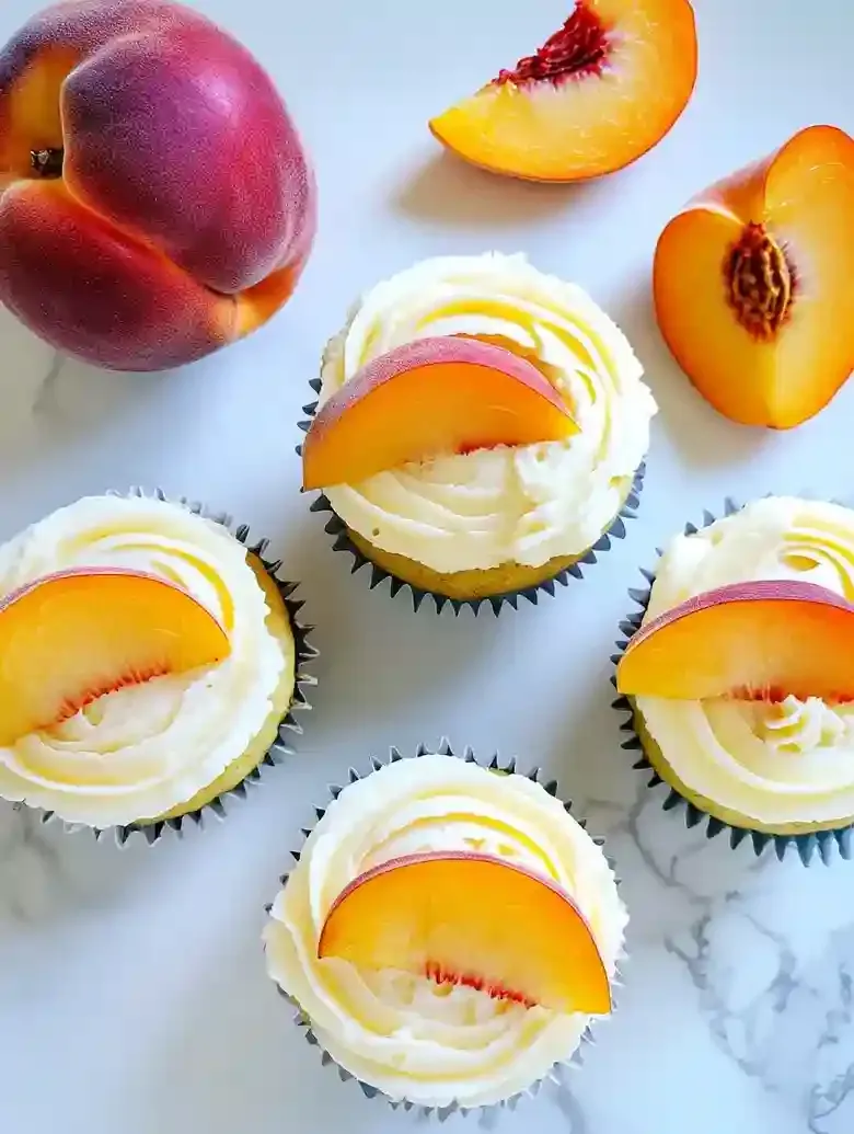 Peach Cupcakes With Buttercream Frosting