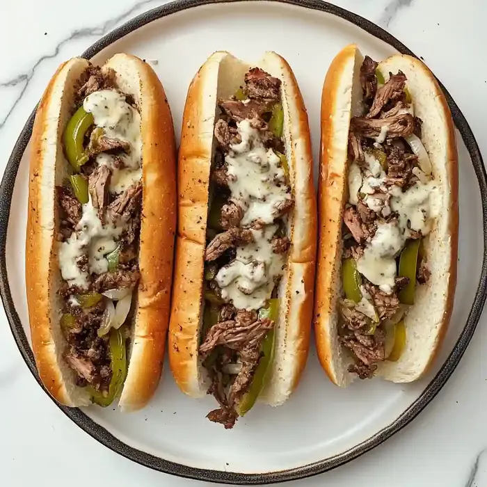 Philly Cheesesteak with Sautéed Peppers and Mushrooms
