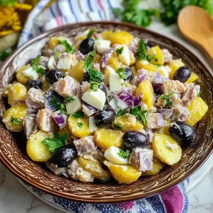 Romanian Potato Salad with Smoked Fish