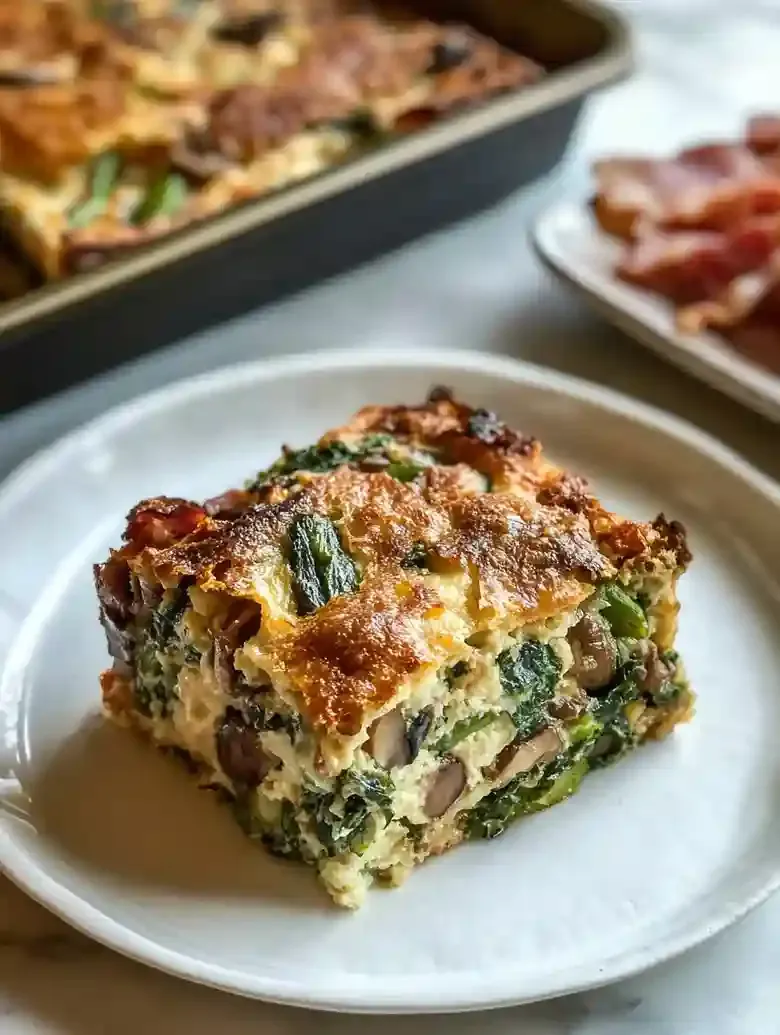 Spinach and Mushroom Breakfast Strata for Two