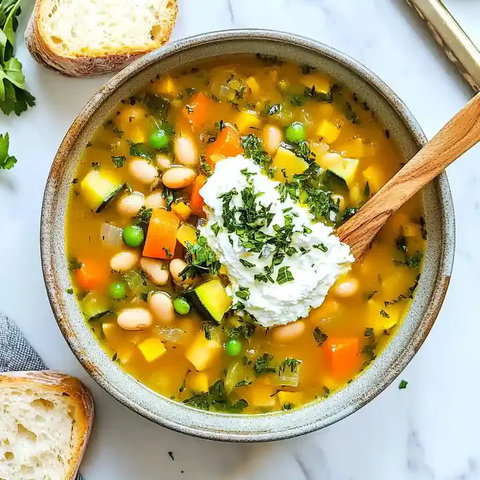 Spring Minestra Spring Minestrone Soup with Herb Ricotta | Bake it Well