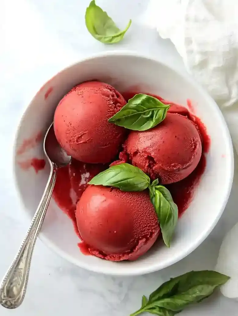 Strawberry Basil Sorbet Dessert Recipe