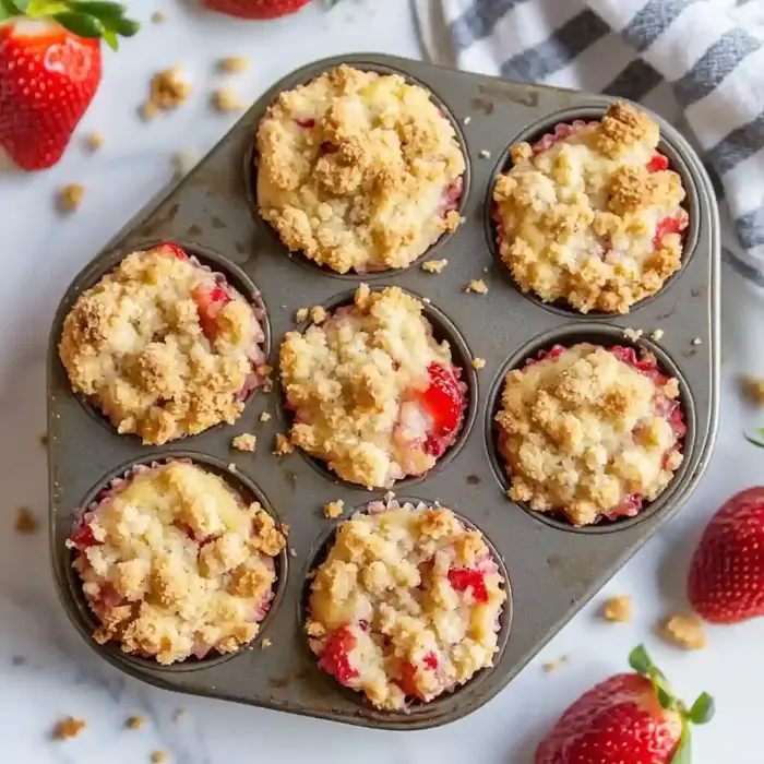 Strawberry Crumble Muffins with Crunchy Topping