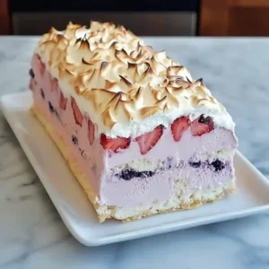 Strawberry Desserts Baked Alaska with Meringue