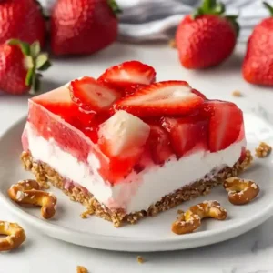 Strawberry Desserts with Pretzel Crust