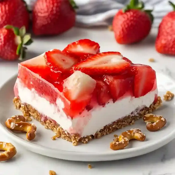 Strawberry Desserts with Pretzel Crust