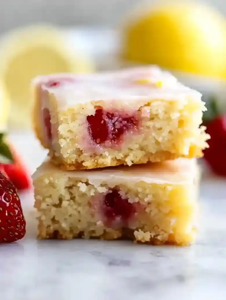Strawberry Lemon Blondies Dessert Recipe