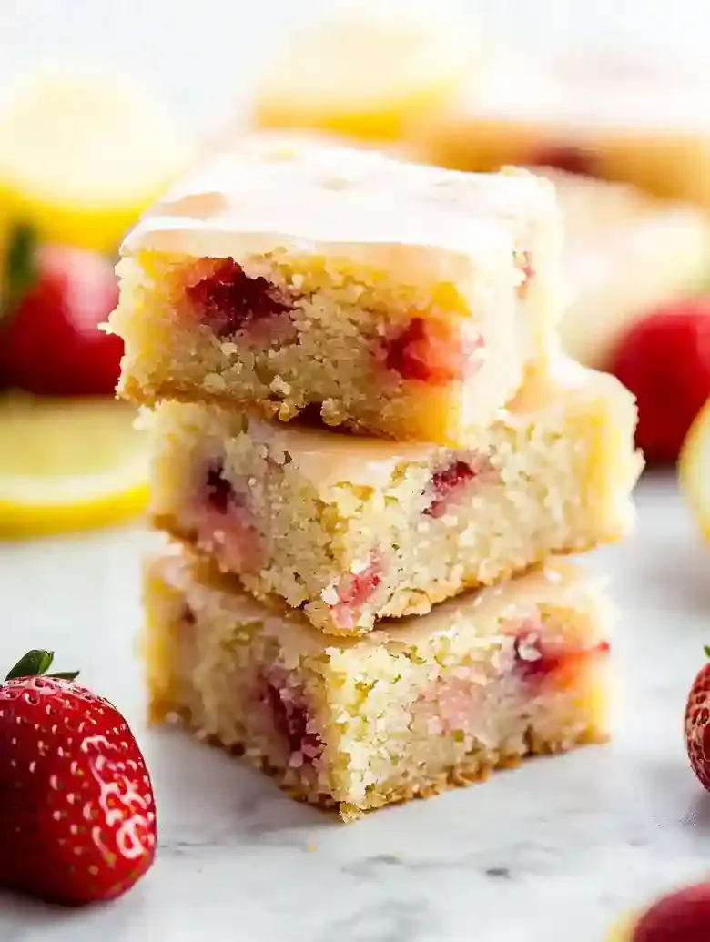 Strawberry Lemon Blondies Dessert Recipe