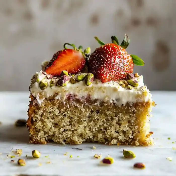 Strawberry Olive Oil Cake with Pistachios