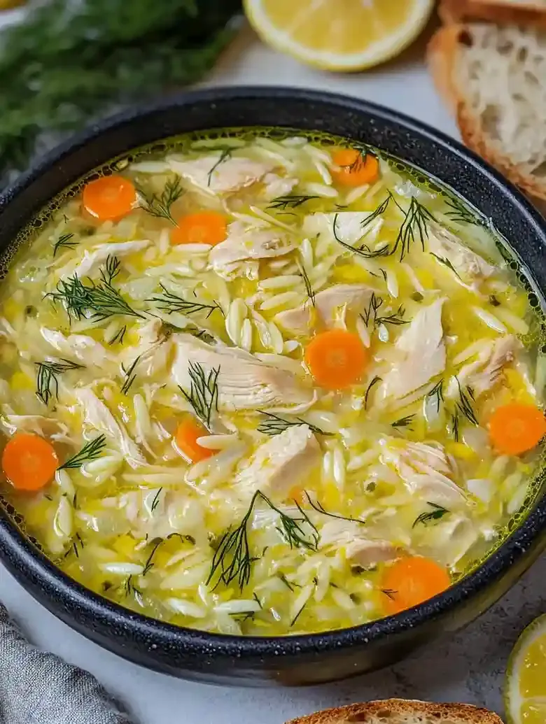 Traditional Greek Lemon Chicken Soup