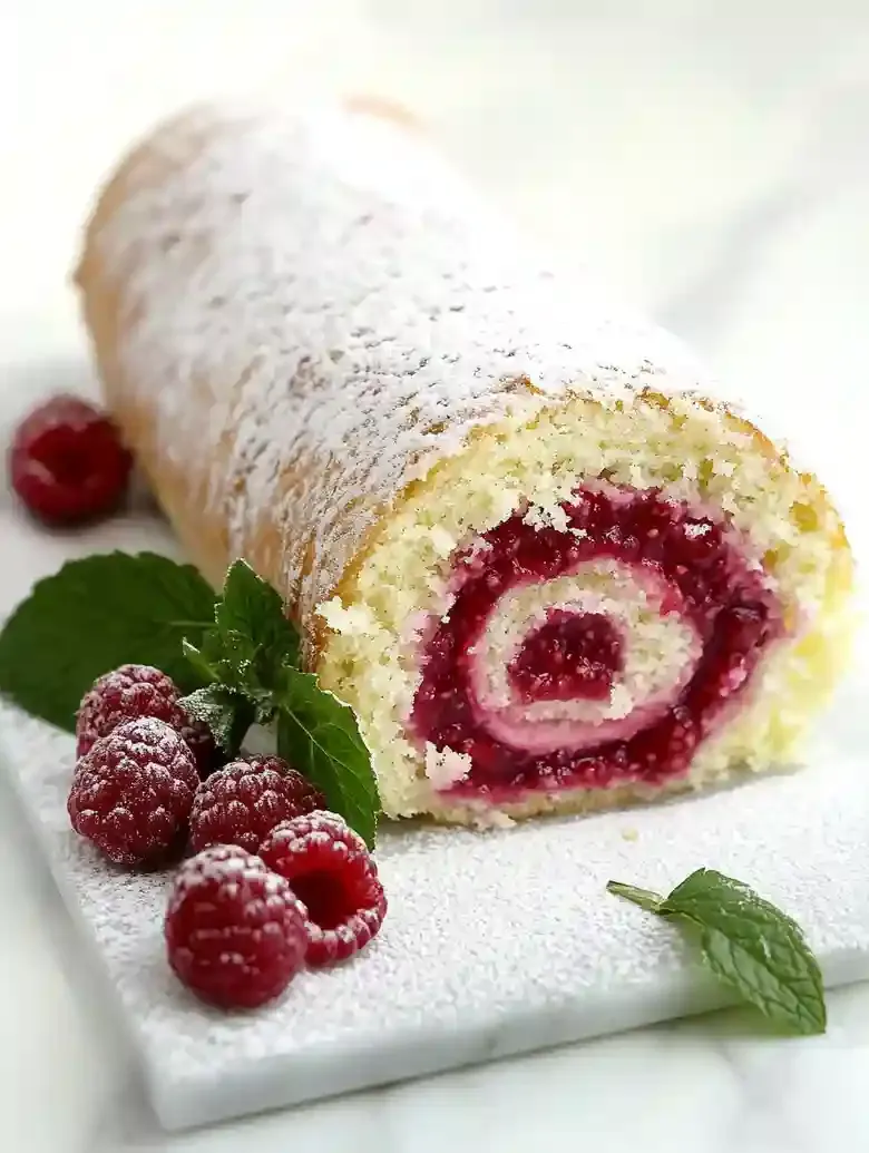 Vanilla Raspberry Cake Roll