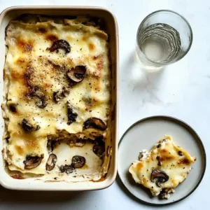 Vegetarian Mushroom Lasagna with Cheese Layers