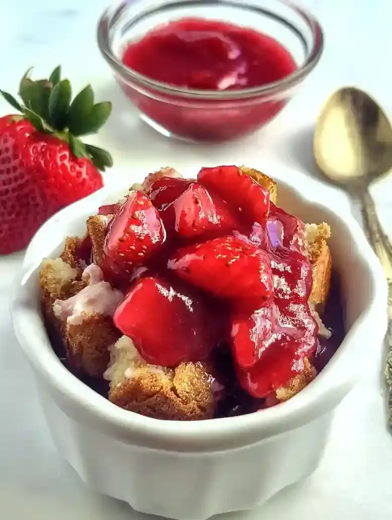 White Chocolate Strawberry Bread Pudding Delight
