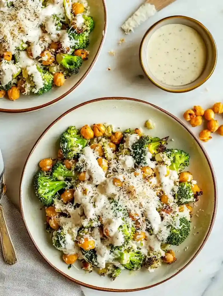 Crunchy Roasted Broccoli Caesar Salad