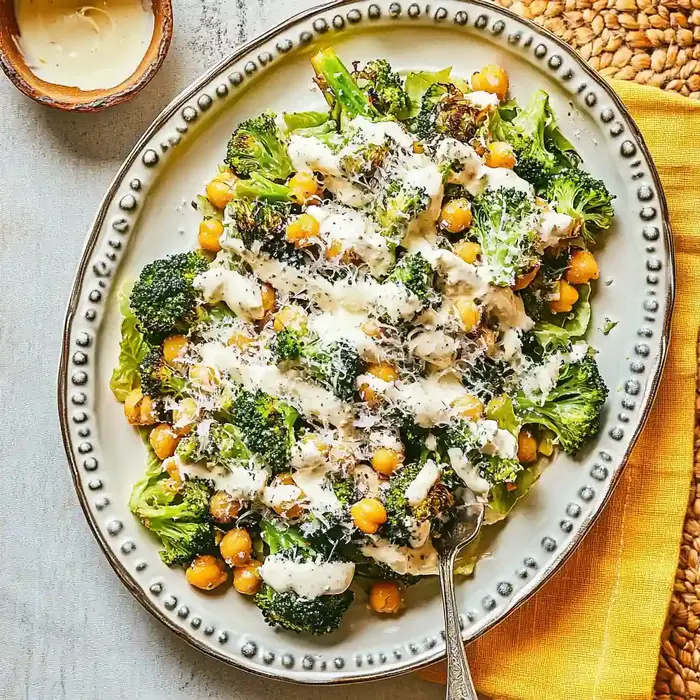 Crunchy Roasted Broccoli Caesar Salad