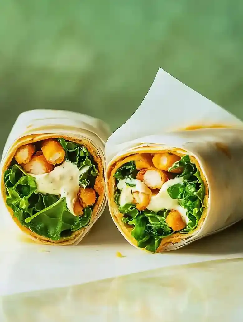 Crunchy Smashed Chickpea Caesar Wraps